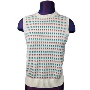 Vintage Suburban Petites Pastel Pink & Blue Sweater Vest Size Small Women's Q5‎